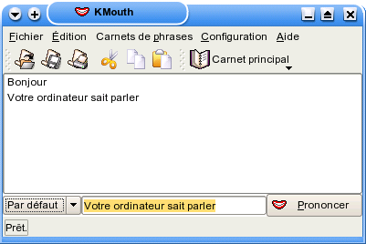 La fenêtre principale de KMouth