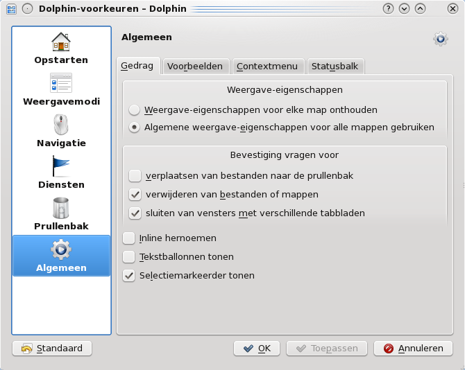 Algemene instellingen.