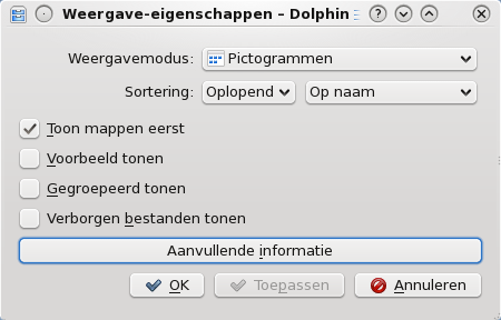 Het dialoogvenster Weergave-eigenschappen.