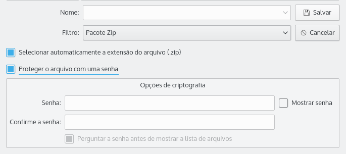 Criar uma senha para proteger o conteúdo do arquivo