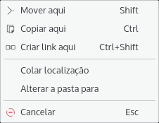 Menu de contexto de arrastar e soltar