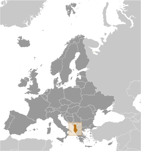 Locator Map for Albania