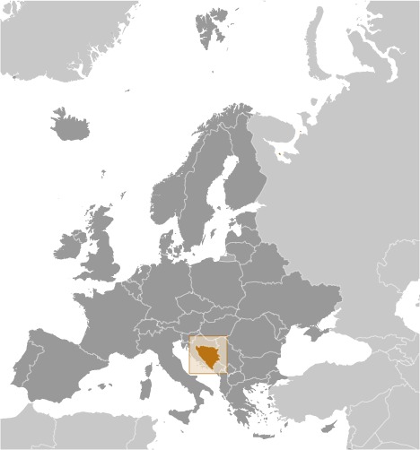 Locator Map for Bosnia and Herzegovina
